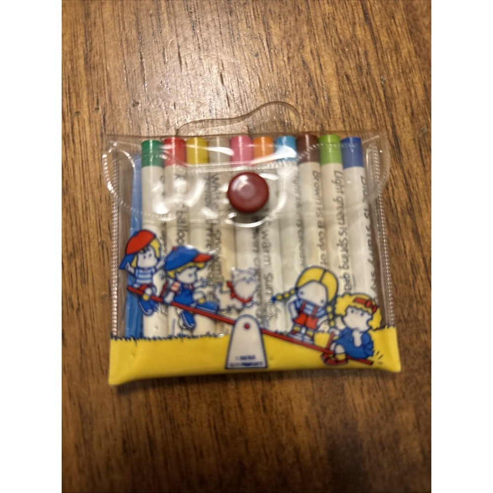 NEW 1976 Sanrio PATTY & JIMMY Clear Case, 10 Mini Colored Pencils, Notebook Set
